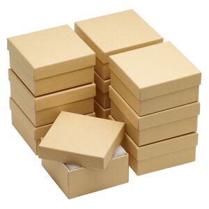 Box, paper and "cotton" filled, kraft, 3-3/4x3-3/4x2 inch square. Sold per pkg of 10.