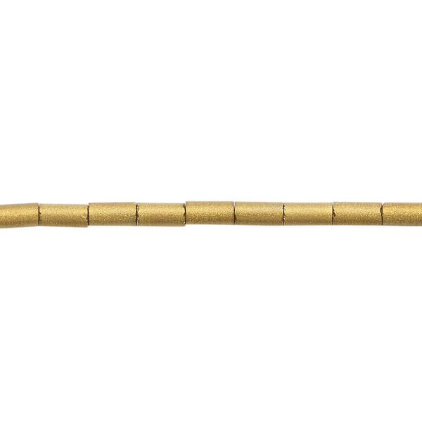 Bead, glass, translucent matte gold AB, 5x2.5mm round tube. Sold per 15-1/2 to 16-inch strand. image number 0