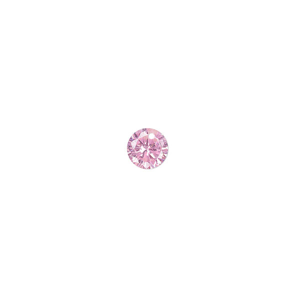 Drop, cubic zirconia, pink, 6mm hand-faceted round, Mohs hardness 8-1/2. Sold per pkg of 12. image number 0