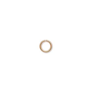 Jump ring, gold-plated brass, 6mm round, 4.2mm inside diameter, 18 gauge. Sold per pkg of 100.
