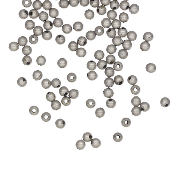 Bead, antique silver-plated steel, 2.5mm round. Sold per pkg of 500. image number 0