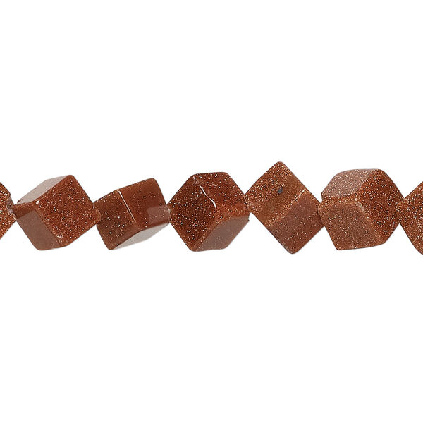 Brown goldstone (glass) 1pkg1, diagonally drilled cube bead, 15 inch 8-9mm image number 0