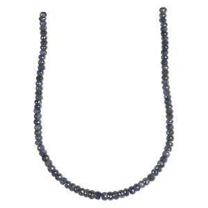 Blue-grey sapphire 1pkg1, hand-cut faceted rondelle bead 14 inch graduated 5x3mm-7x6mm