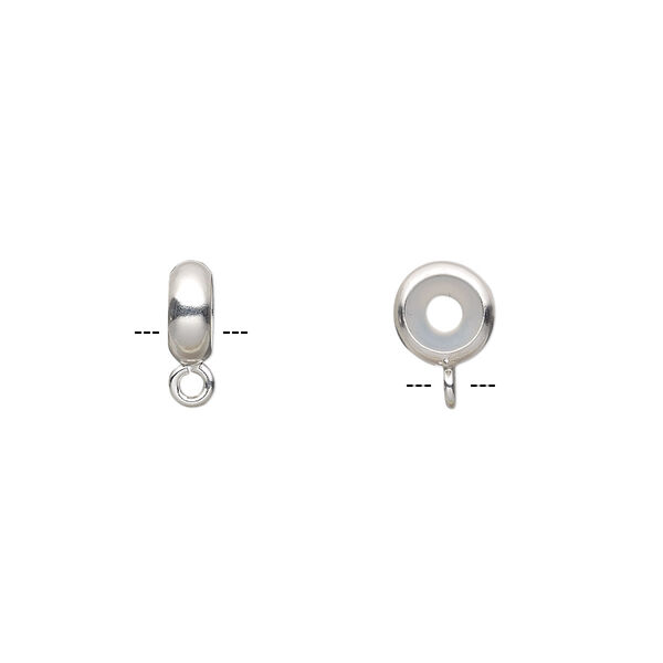 Bead keeper, sterling silver and silicone, clear, 7x3mm rondelle with closed loop. Sold per pkg of 2. image number 0