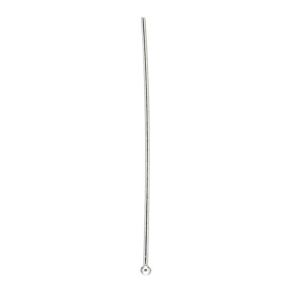 Head pin, sterling silver, 1-1/2 inches with 1.5mm ball, 22 gauge. Sold per pkg of 10. image number 0