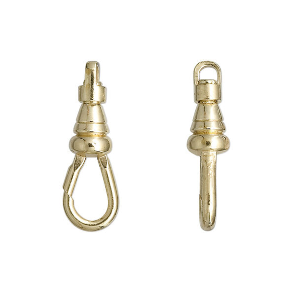 Clasp, swivel clip, gold-plated brass and steel, 22x8mm. Sold per pkg of 10. image number 0