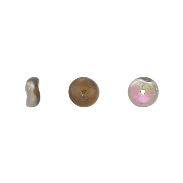 Bead, Czech pressed glass, frost iris brown, 7x3mm rondelle. Sold per 15" to 16" strand. image number 0