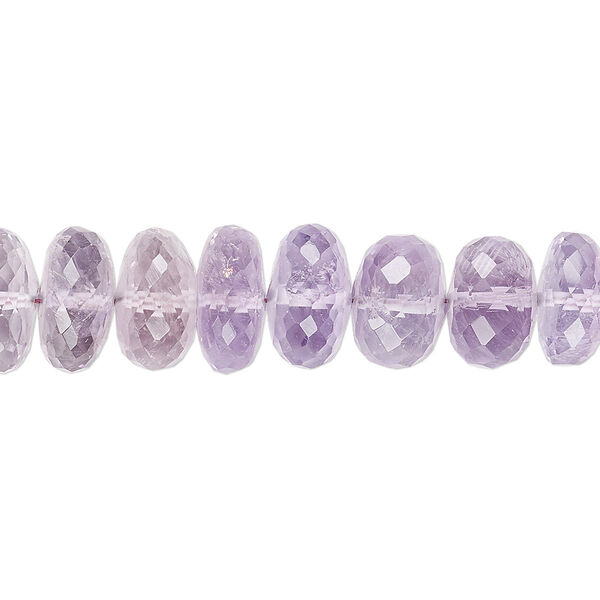 Bead, lavender amethyst (natural), 10x4mm-11x6mm hand-cut faceted rondelle, B+ grade, Mohs hardness 7. Sold per 8-inch strand. image number 0