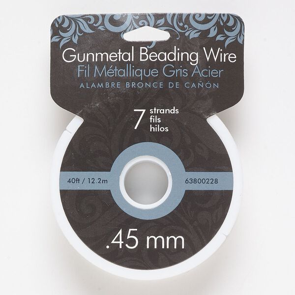 Wire, coated stainless steel, gunmetal, 7-strand, 0.45mm. Sold per 40-foot spool. image number 0