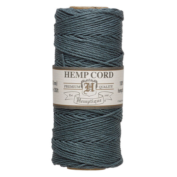 Cord, Hemptique®, polished hemp, emerald, 1mm, 20-pound test. Sold per 205-foot spool. image number 0