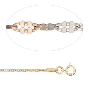 Chain, sterling silver / "vermeil" / rose gold-plated sterling silver, 2.5mm daisy, 18 inches with springring clasp. Sold individually.