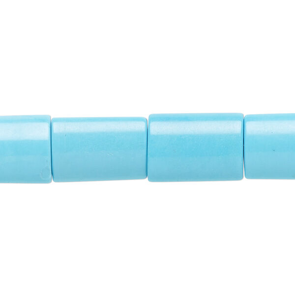 Bead, magnesite (dyed / stabilized), blue, 14x10mm rectangle, B grade, Mohs hardness 3-1/2 to 4. Sold per 16-inch strand. image number 0