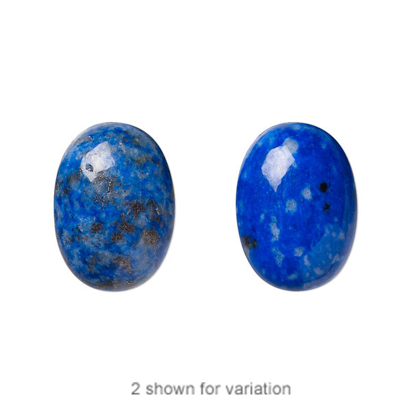 Cabochon, denim lapis (natural), 18x13mm calibrated oval, C grade, Mohs hardness 5 to 6. Sold per pkg of 2. image number 0
