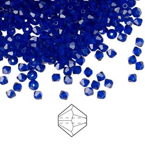 Bead 48pk cobalt blue, Preciosa Czech crystal 3mm bicone
