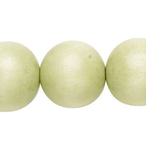 Bead, Taiwanese cheesewood (dyed / waxed), lime green, 19-20mm round. Sold per 15-1/2" to 16" strand.