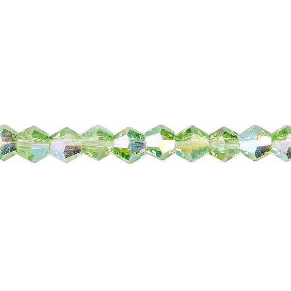 Bead 1pk transparent lime green AB, Celestial Crystal® 6mm bicone 15.5-16 inch image number 0