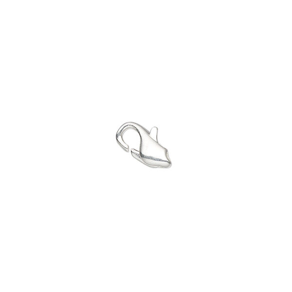 Clasp, lobster claw, silver-plated brass, 9x4mm flat. Sold per pkg of 10. image number 0