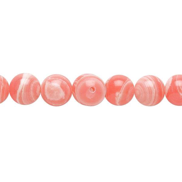 Bead, resin, white and pink, 8mm round. Sold per 15-1/2" to 16" strand. image number 0