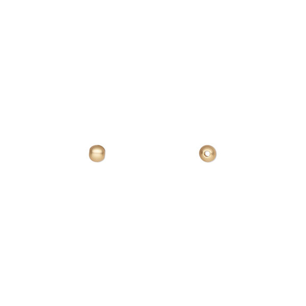 Bead, gold-plated brass with satin finish, 2.5mm round. Sold per pkg of 10. image number 0