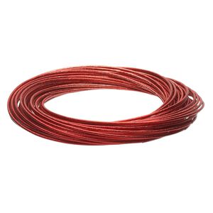 Bracelet, bangle, painted steel, metallic red, 12mm wide with (40) interlocking textured bands, 8 inches. Sold individually.