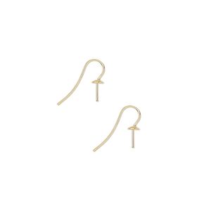 Ear wire fishhook 1pkg100 gold-plated, 17.5mm with 5mm cup / 7.5mm peg / fits up to 6mm bead round setting, 19 gauge brass 50 pair
