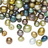 Freshwater pearl mix 1pkg1, semi-round, 2 ounce multi-green 3mm-14x12mm cultured image number 0