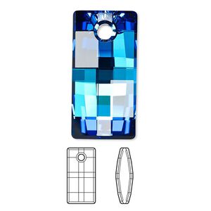 Focal 10pk crystal Bermuda blue P, Swarovski® 30x15mm pendant urban 6696