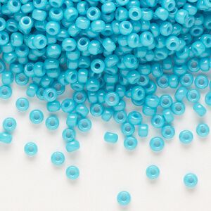 Seed bead, Miyuki, glass, pkg/250g, #8 rocaille, Duracoat® opaque outside dyed underwater blue, (RR-4480).
