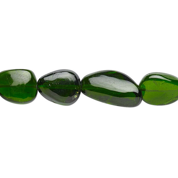Bead, chrome diopside (natural), mini to small graduated tumbled nugget, Mohs hardness 5-1/2 to 6. Sold per 8-inch strand, approximately 15-20 beads. image number 0
