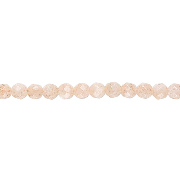 Bead, pink flake moonstone (natural), 4mm faceted round, B grade, Mohs hardness 6 to 6-1/2. Sold per 8-inch strand, approximately 50 beads. image number 0