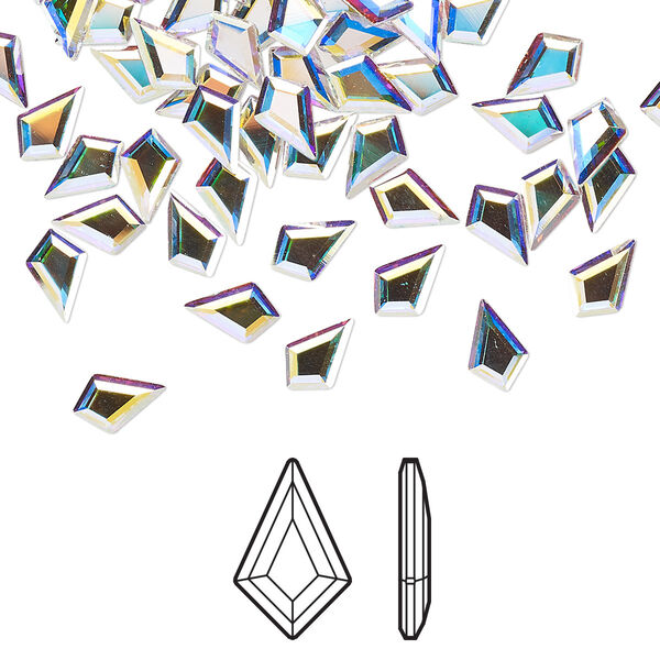 Flat back 6pk crystal AB foil back, Crystal Passions® 6.4x4.2mm kite 2771 image number 0