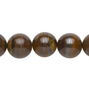 Tiger iron 1pkg1, round bead natural 15.5-16 inch 12mm