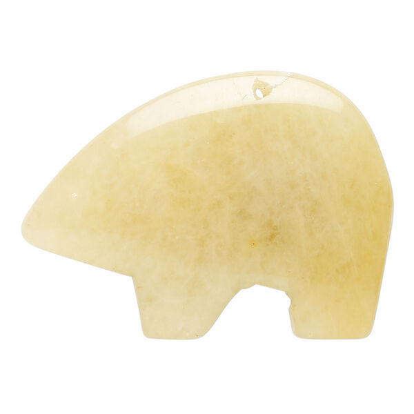 Golden "jade" 1pkg1, top-drilled and half-drilled Zuni-style bear focal natural, 39x26mm-43x30mm light to medium image number 0