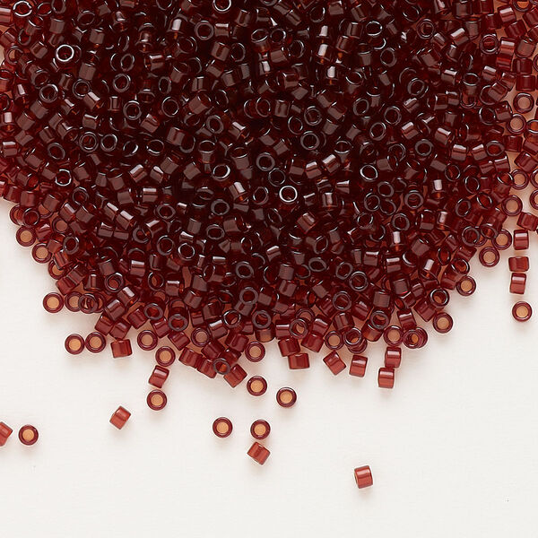 Seed bead, Delica®, glass, pkg/250g, #11 round, transparent dark cranberry (DB-1102). image number 0