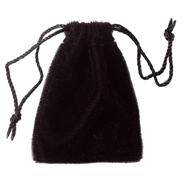 Pouch, velvet, black, 3-1/2 x 2-3/4 inches with drawstring. Sold per pkg of 12. image number 0