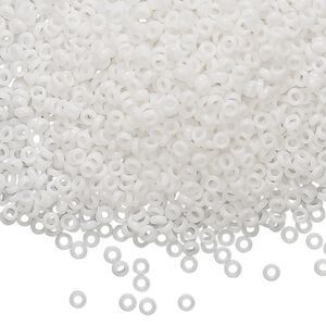 Seed bead, Miyuki, glass, pkg/250g, 2.2x1mm spacer rondelle, opaque white, (SPR2.2-402).