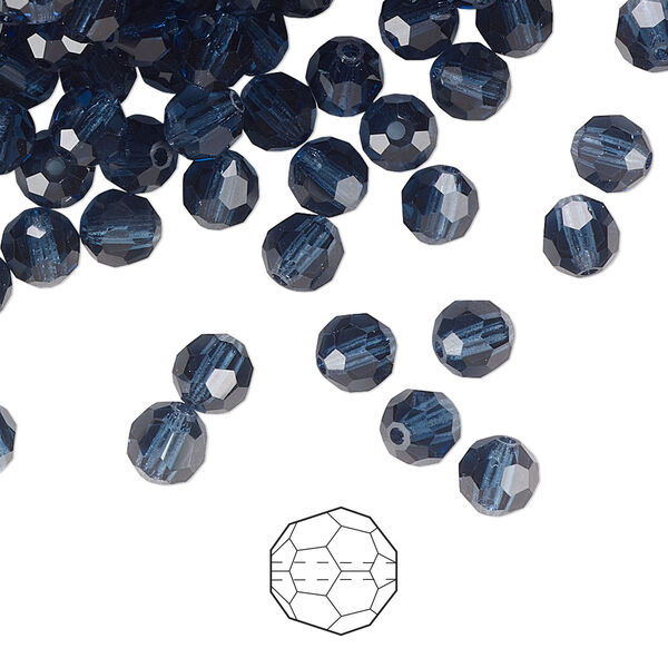 Bead 144pk Montana, Preciosa Czech crystal 5mm round image number 0