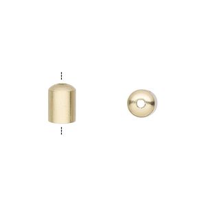 Cord end, gold-plated brass, 8x6mm with 5mm inside diameter. Sold per pkg of 100.