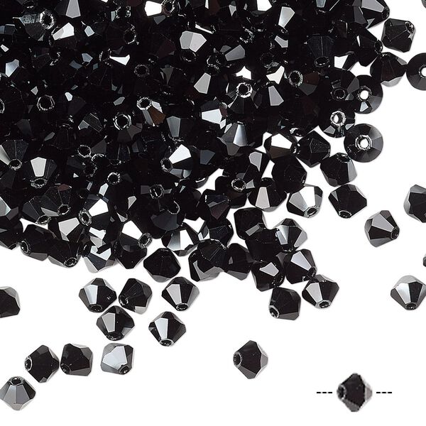 Bead 48pk jet hematite, Preciosa Czech crystal 4mm bicone image number 0