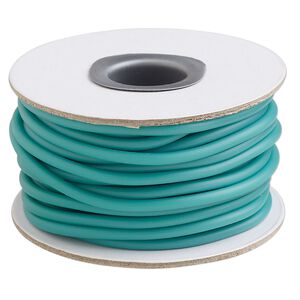 Cord, synthetic rubber, sea foam green, 3mm round. Sold per 10-meter spool.
