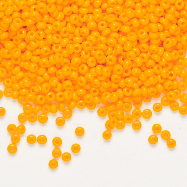 Seed bead, Preciosa Ornela, Czech glass, pkg/50g, opaque orange, #10 rocaille. image number 0