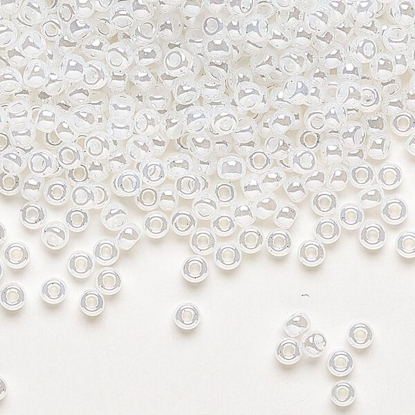 Seed bead, Miyuki, glass, pkg/250g, #8 rocaille, translucent luster opal (RR-511). image number 0
