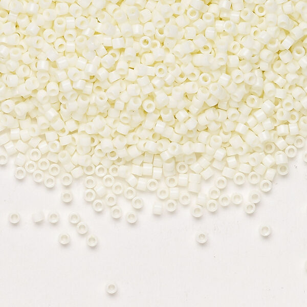 Seed bead, Miyuki Delica®, glass, pkg/7.5g, #11 round, opaque matte glazed luster light alabaster. image number 0