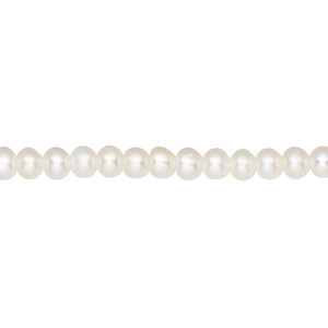 Pearl 1pkg1 freshwater, button, White Lotus™ 15.5-16 inch white 4mm cultured
