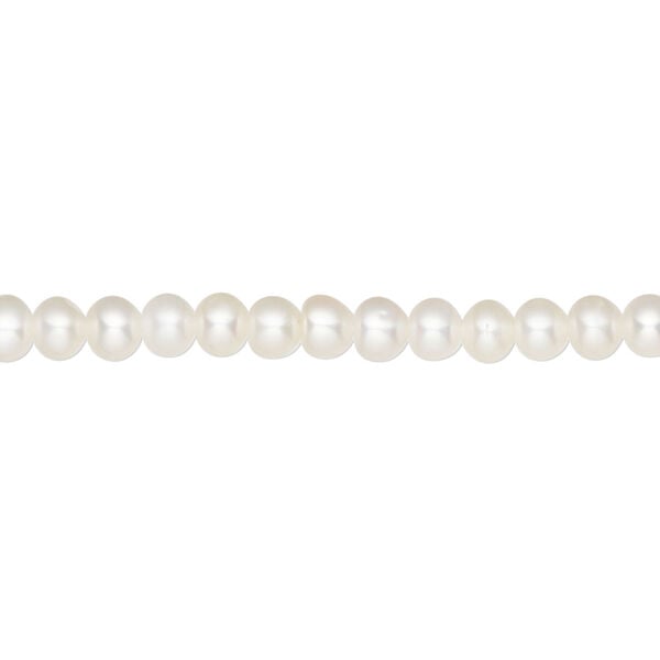 Pearl 1pkg1 freshwater, button, White Lotus™ 15.5-16 inch white 4mm cultured image number 0