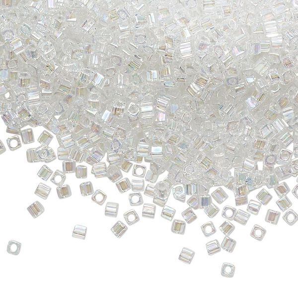 Seed bead, Miyuki, glass, pkg/250g, 1.8mm square, translucent rainbow crystal clear, (SB-250). image number 0