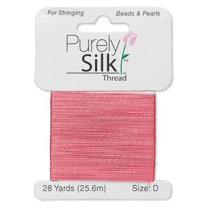 Thread, Purely Silk™, coral, size D. Sold per 28-yard card.