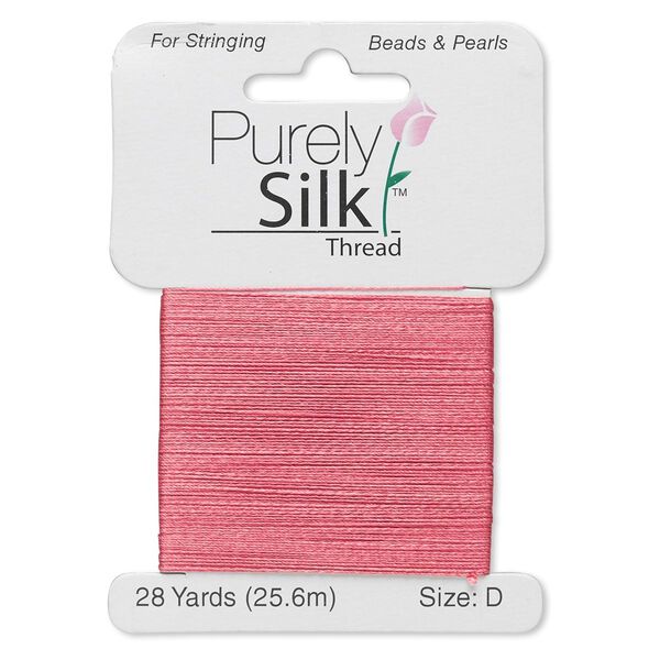 Thread, Purely Silk™, coral, size D. Sold per 28-yard card. image number 0