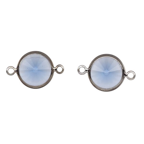 Link, Vintage Crystal™, crystal and gunmetal-plated brass, sapphire, 12mm rivoli. Sold per pkg of 2. image number 0