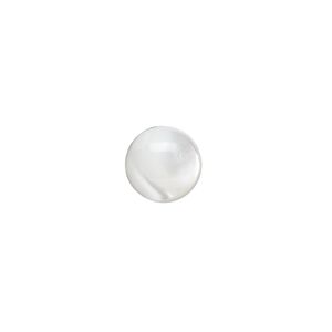 Cabochon, mother-of-pearl shell (bleached), white, 10mm calibrated round, Mohs hardness 3-1/2. Sold per pkg of 4.